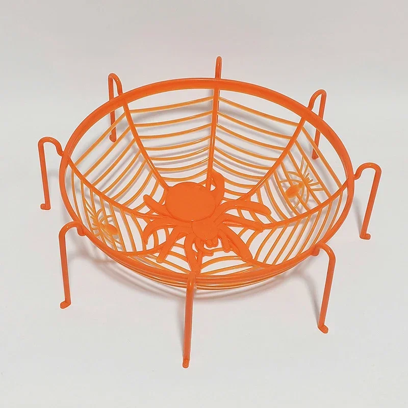 Halloween Candy Basket Black Orange Spider Web Bowl Biscuit Packaging Basket Fruit Plate Trick Or Treat Decoration Halloween