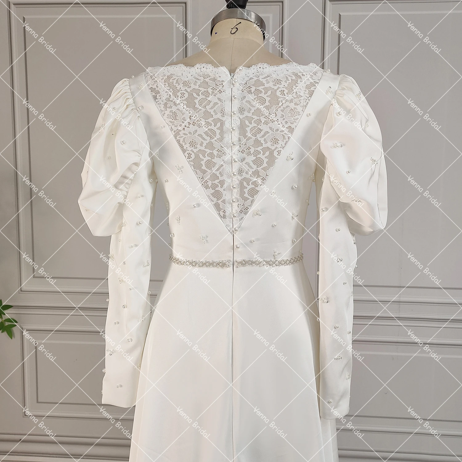 dresses with high neck and long sleeves Long Sleeve Modest Lace Wedding Dresses High Neck Backless Ivory Wedding Dresses AWD1091