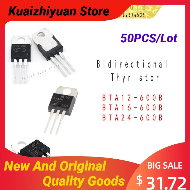 50PCS/Lot New And Original BTA12-600BRG BTA16-600BRG BTA24-600BWRG 12A 600V The Bidirectional Thyristor Quality Goods