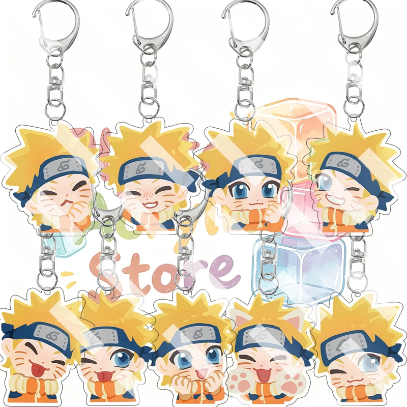 Cartoon Cute Uzumaki Naruto Multiple Expressions Q Version Acrylic Keychain Anime Figure Decoration Bag Pendant Ornaments Gifts