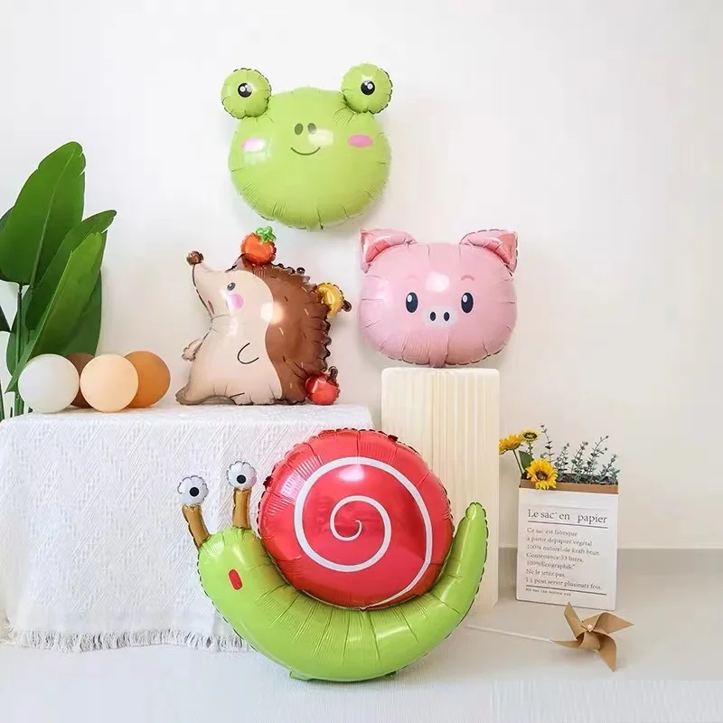 Animal Birthday Party Pink Snail Balloon Frog Balloon Cartoon Animal Hedgehog Aluminum Film Pig Balloon