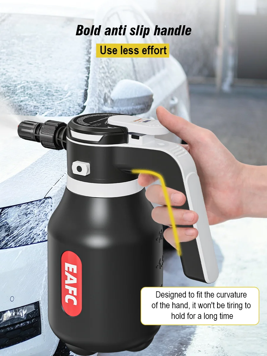 EAFC 2000ML Elektrischer Schaumsprüher, Autowaschpistole, kabellos, wiederaufladbar, Schaumkanone, Auto-Reinigungswerkzeug 60 ° Sprühbereich – Detail 7