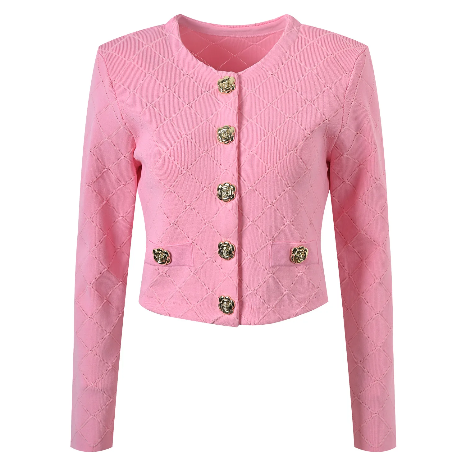 

High-End Parisian Sle Knitted Button-Up Cardigan Women's Faion Luxury Light Weight Spring New irt ort Sve Long Sve