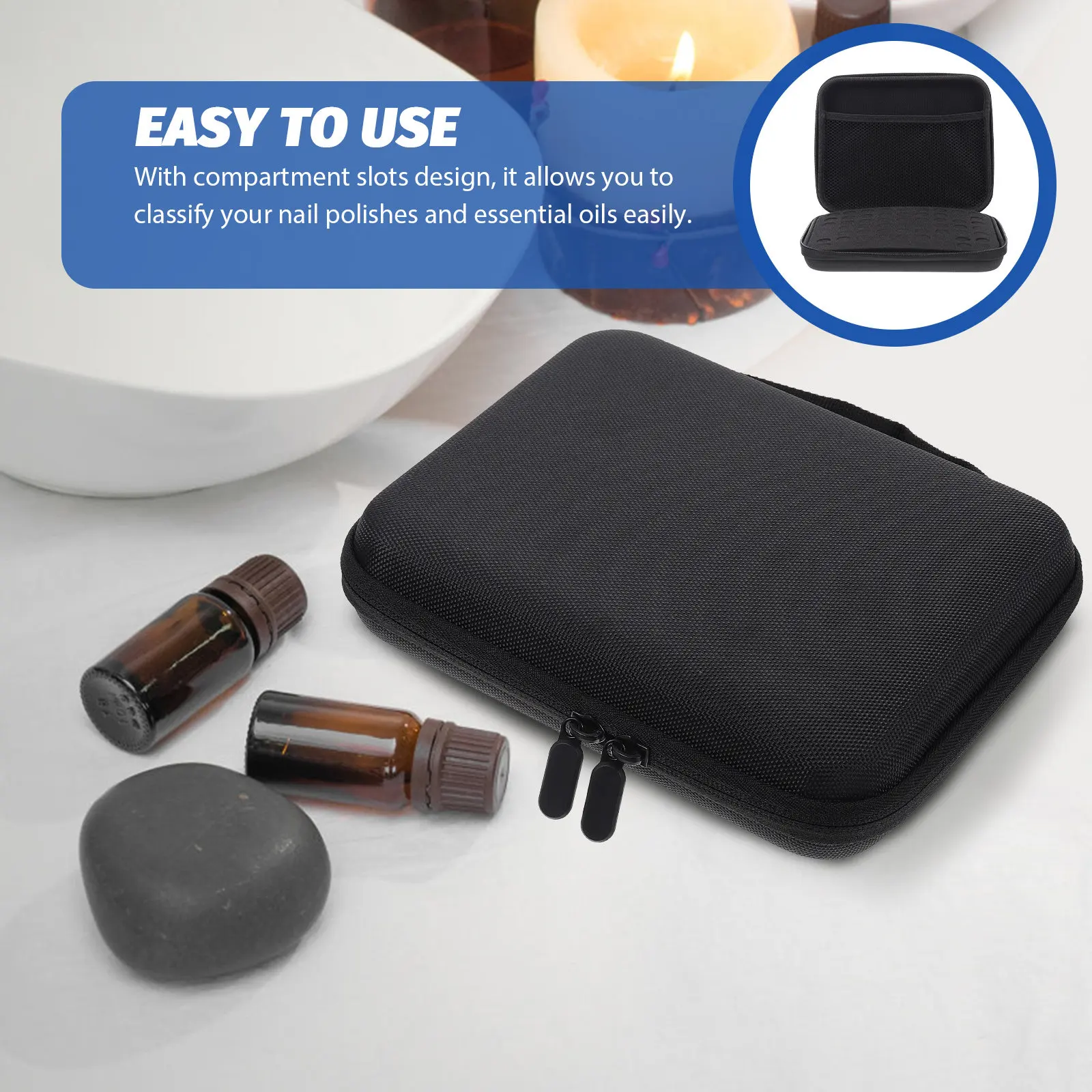 Essential Oil Carrying Case with 63 Compartments Portable Organizer Bag for Essential Oils Nail Polish Makeup Tools Travel Home