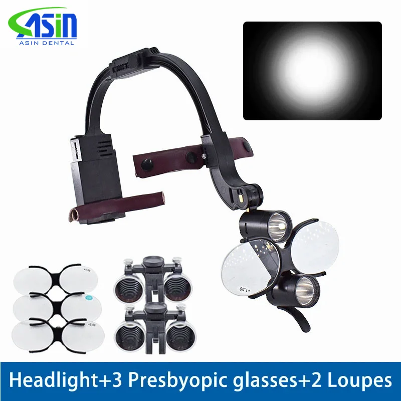 2.5x/3.5x Dental LED Head Light Lamp 5W Dentisit Surgical Headlight Magnification Binocular Loupes For Lab Equipment