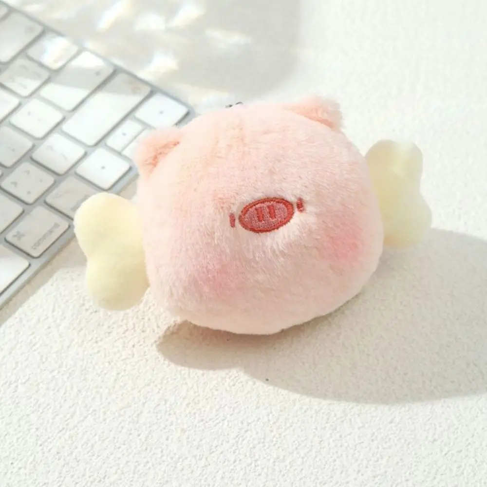 

Fluffy Pig Detachable Bone Keychains Girl Heart Soft Pig Head Plush Doll Keyring Jewelry Collection Pig Plush Keychain