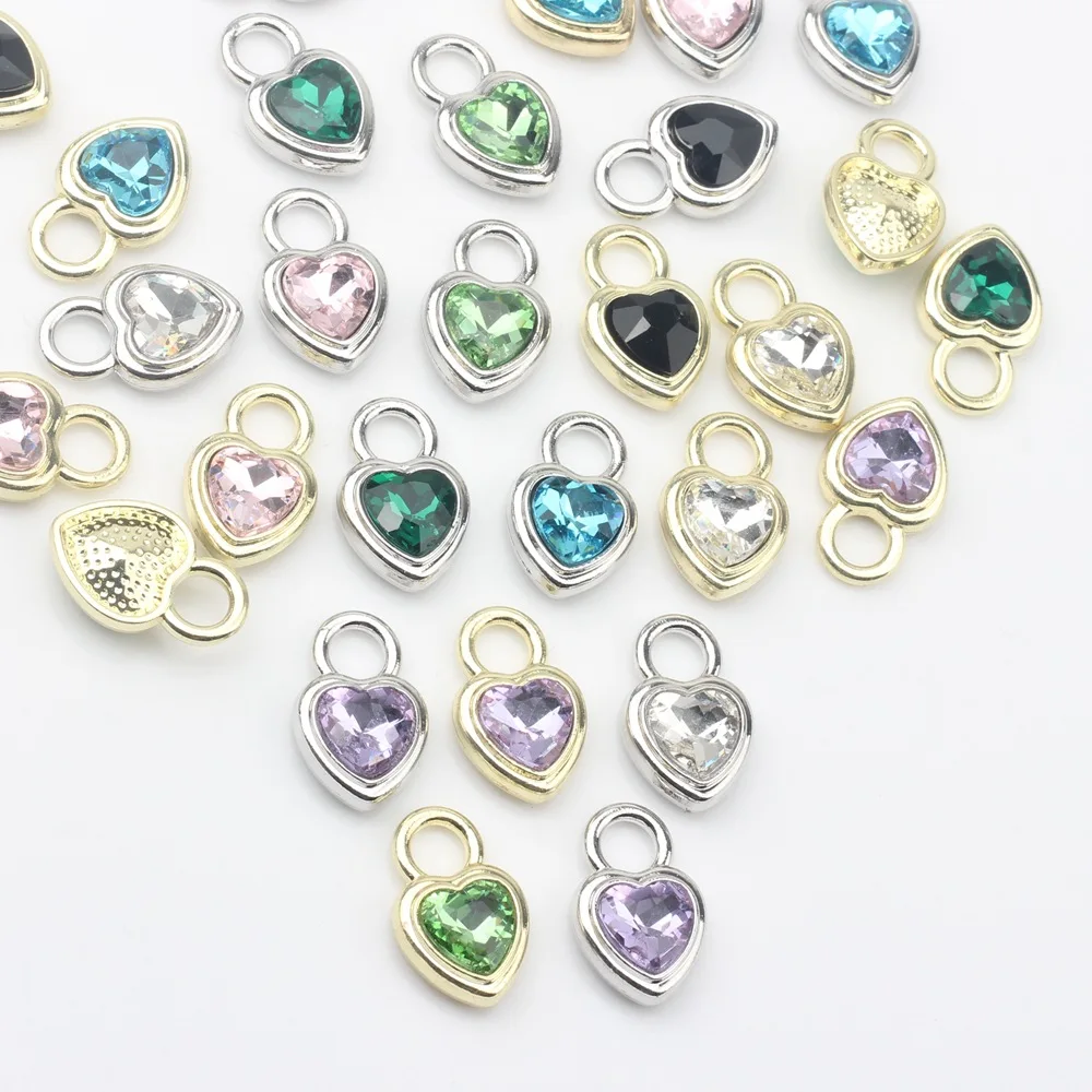 

9Pcs Colorful Inlaid Zircon Hearts Charms Pendant For Girls Earrings Necklaces DIY Handmade Fashion Jewelry Making Accessories