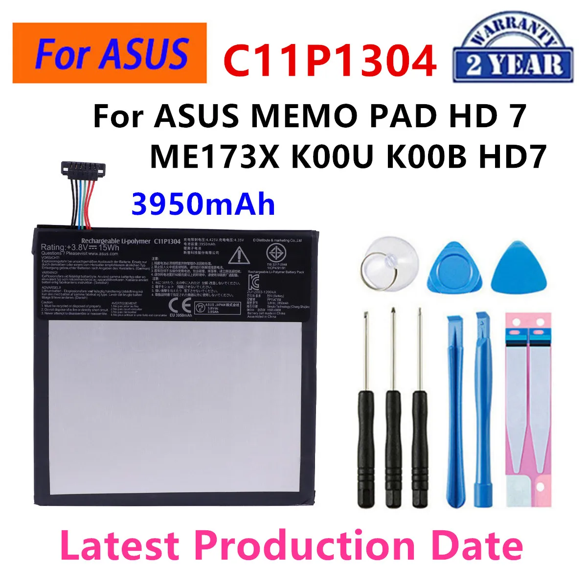 

Brand New Battery C11P1304 3950mAh For ASUS MEMO PAD HD 7 ME173X K00U K00B HD7 Tablets Battery+Tools