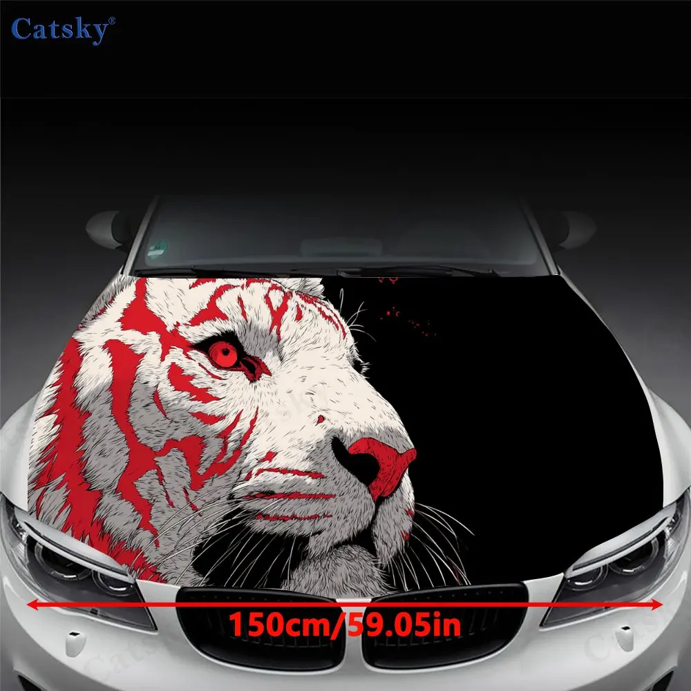 Cool Tiger King print,car hood stickers,PVC waterproof Self adhesive car hood sticker,car hood decoration protection stickers,Au
