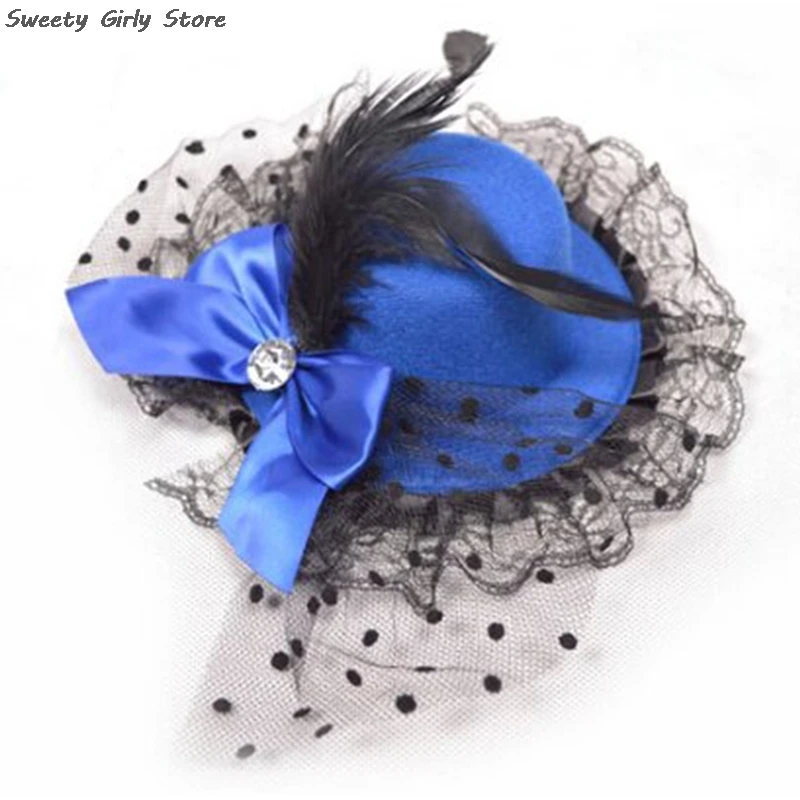 

Lolita Sweet Hair Clips Bowknot Decor Hair Clip Women Performance Mini Top Hats Fascinator Hair Accessory Ladies Lace Headwear