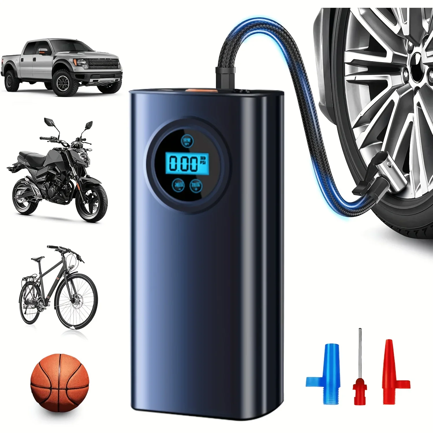 Bomba de Aire Inteligente de 150 PSI, Compresor Automático Portátil para Automóvil, Inflador de Neumáticos para Motocicleta, Bicicleta e Inflables