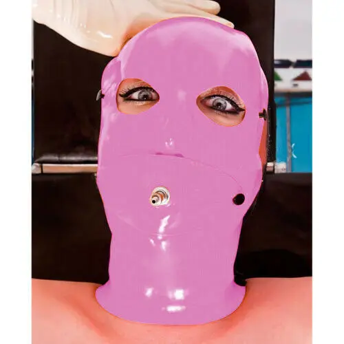 

Latex Rubber Pink headgear cosplay party handmade custom holiday fashion comfortable xs-xxl 0.45mm