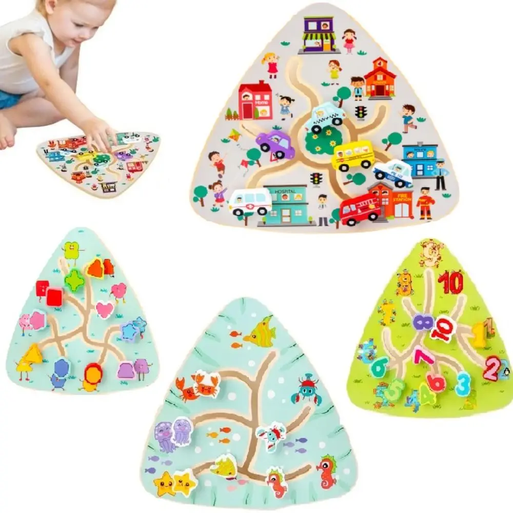 Wooden Children's Maze Walking Board Early Education Multipurpose Montessori Maze Boards Montessori Portable Puzzle Maze Board