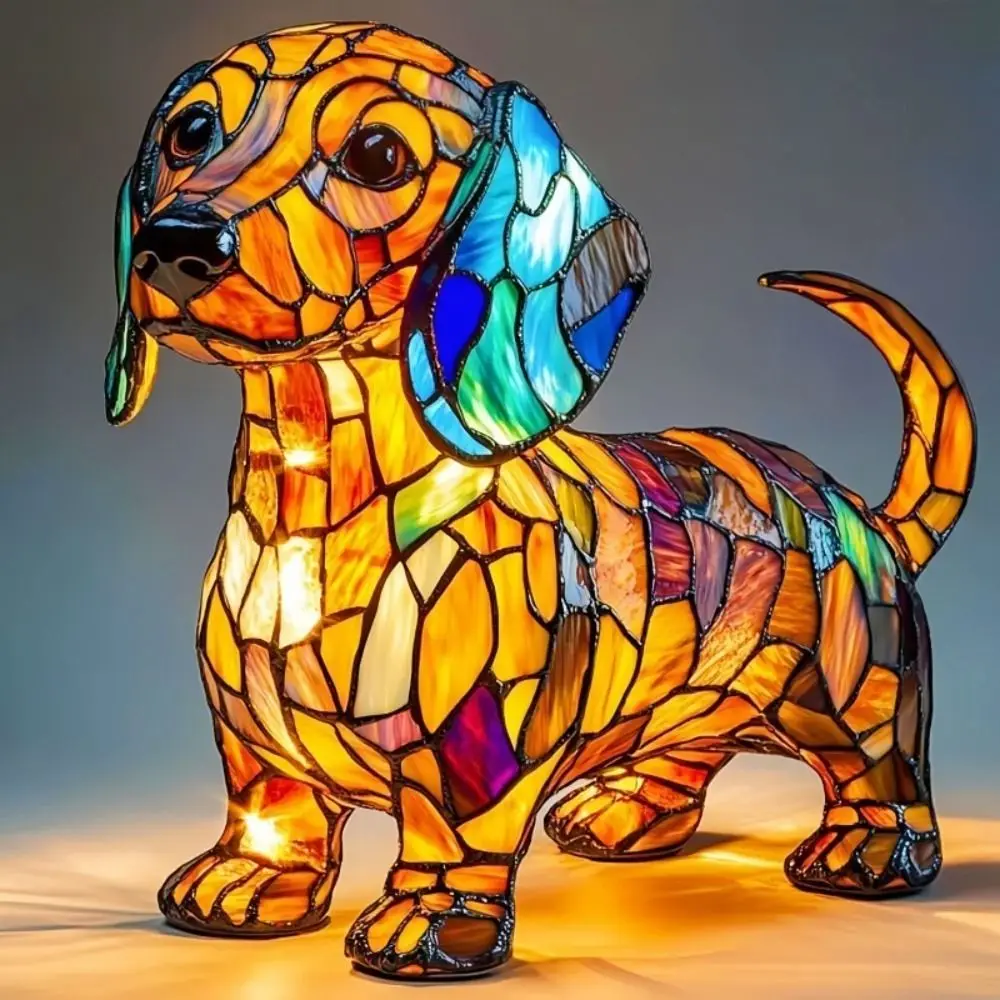 

French Corgi Dog Series Art Night Light LED Handmade Animal Night Light Resin Desk Lamp for Desktop Decorations