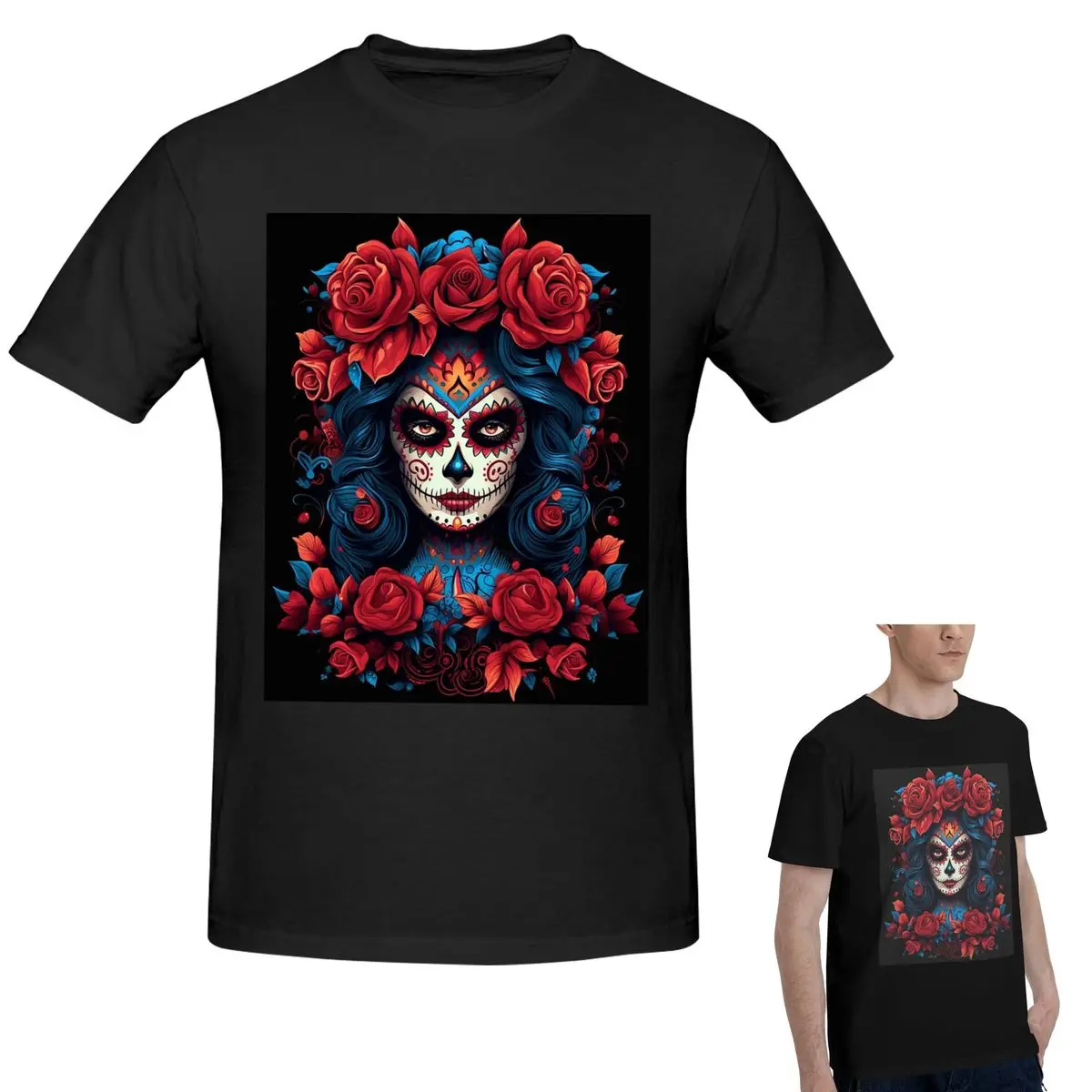

100% Cotton Alexander Gothic Las Elegantes Girls Day Of Dead Skull T-Shirt Men's Funny T Shirt Men Crew Neck Summer Shirts Tops