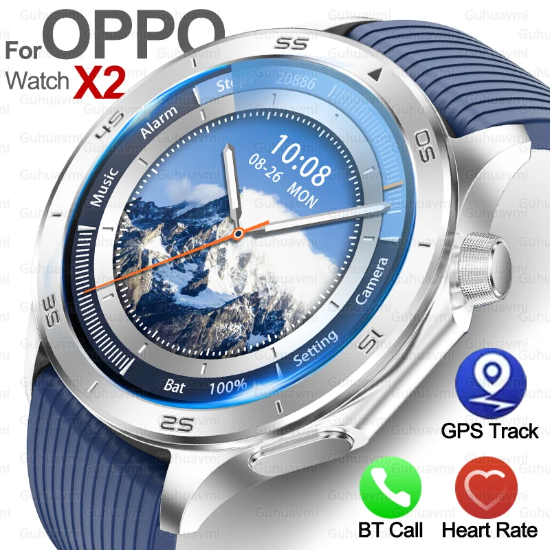 

2025 New For OPPO WATCH X2 Smartwatch AMOLED Screen AOD BT Call Heart Rate Monitor Waterproof Compass GPS Sports Smart Watch Men