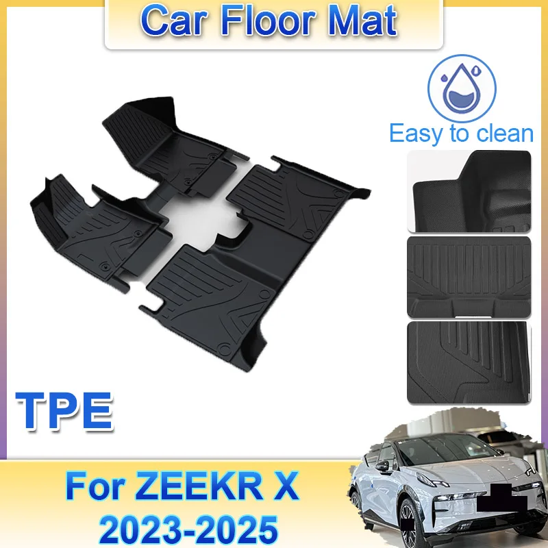 

Автомобильный напольный коврик с левым рулем, TPE, водонепроницаемые, нескользящие, коврики для багажника, защитные коврики для ног, авто для ZEEKR X 2023-2025, 5 мест