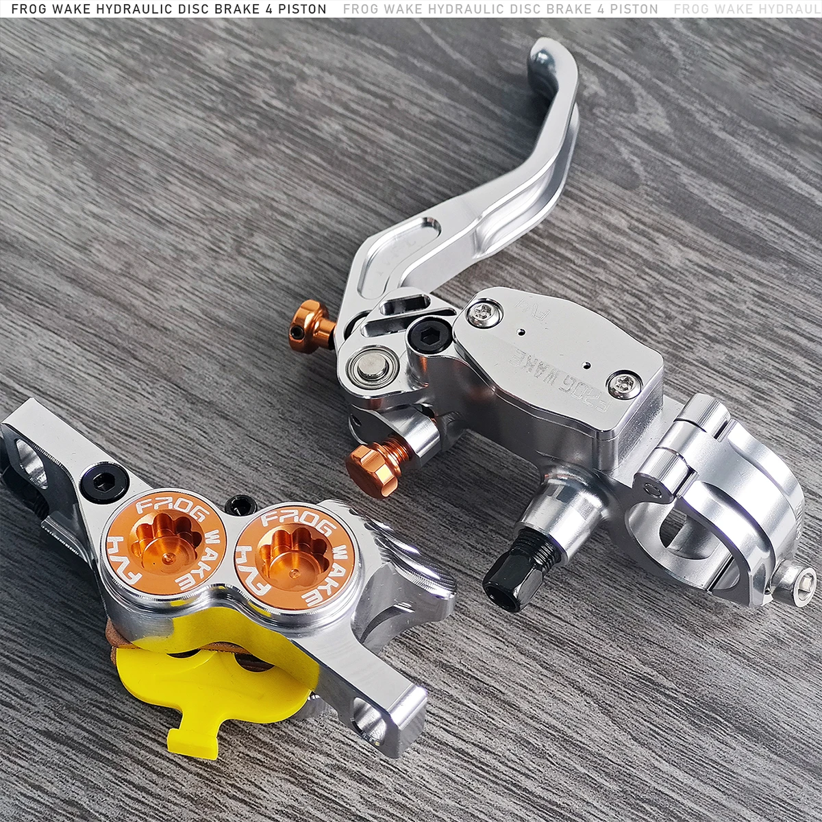 Frog Wake FV4-L Mountainbike-Hydraulik-Scheibenbremsen-Set mit 180 mm Rotoren, Aluminium, 4 Kolben, Öldruck-Bremssättel, Radialhebel – Detail 6
