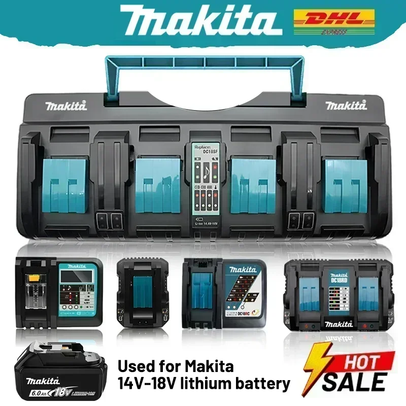 original makita charger 18v 14.4V 10.8V fast charger lithium battery 4 puertos BL1830 BL1850 BL1850B BL1860 battery with charger