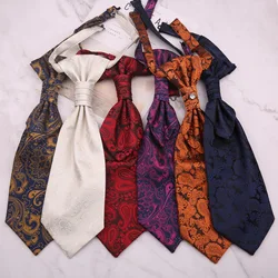 New Pasiley Neck Ties Men's Solid White Black Vest Ascots Ties Formal Dress Suit Banquet Cravat Wedding Party Oversized Neckties