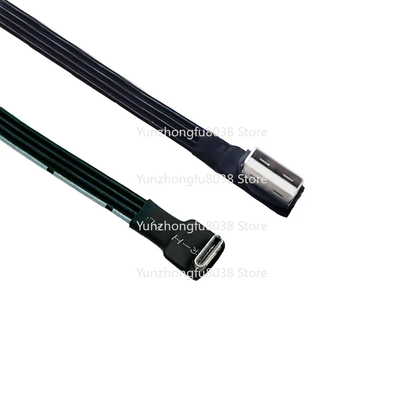 ذكر إلى USB 3.1 Type-C ذكر الزاوية العلوية والسفلية USB شحن البيانات 90 درجة كابل USB-c المسطح