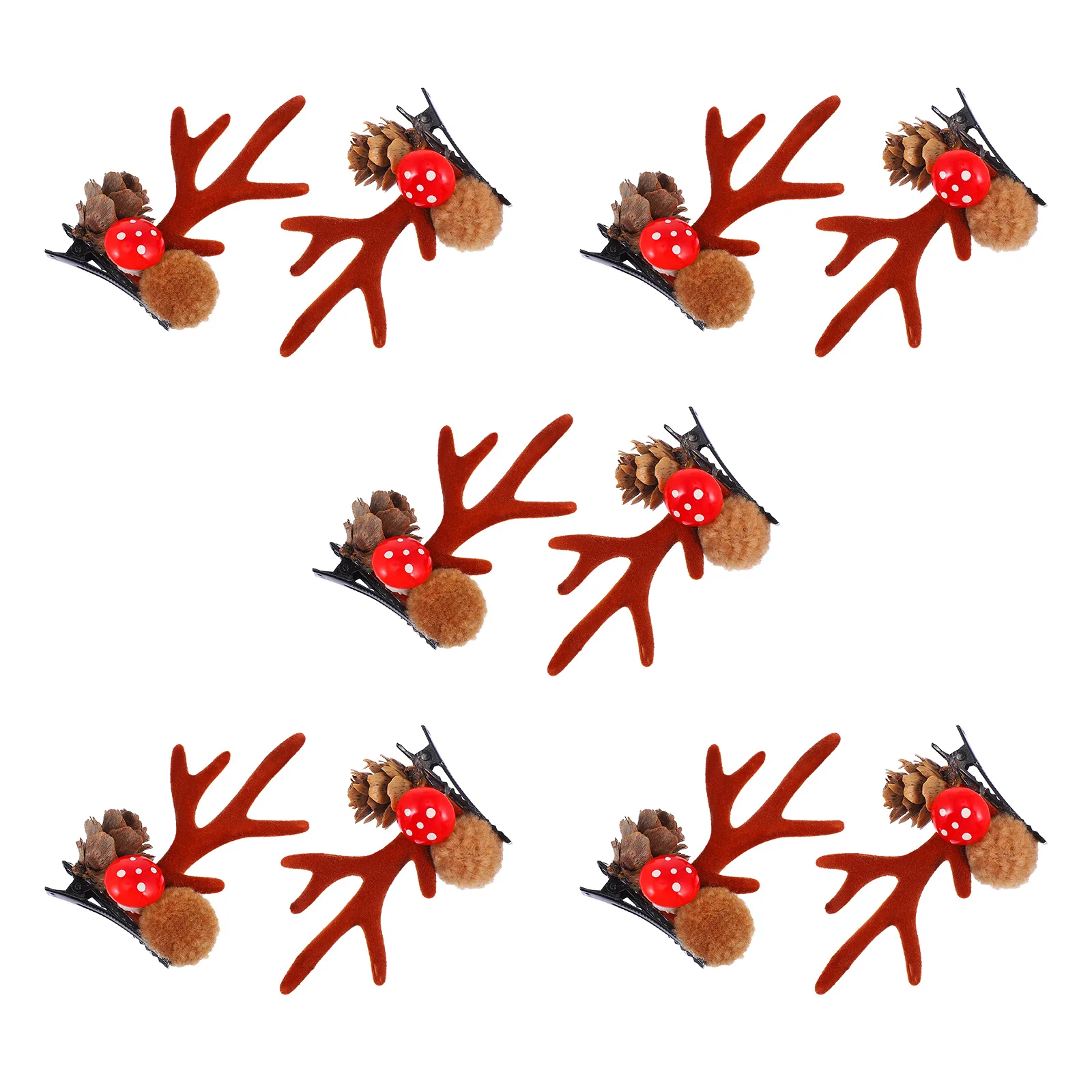 

10 Pcs Christmas Hair Clips Antler Reindeer Hairpin Horns for Accessories Child