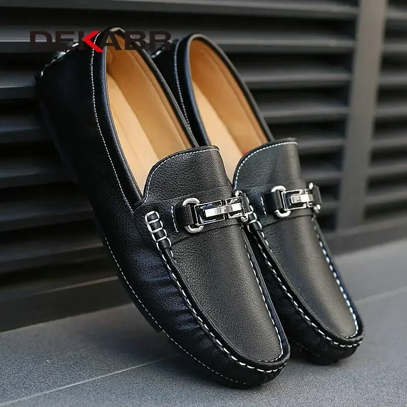 DEKABR Leisure Men Loafer Fashion Men Genuine Leather Slip-on Walking Shoes Handmade Man Casual Shoes Luxury Driving Shoes