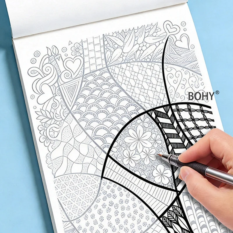 1 Zen Themed Graffiti Album for Adults, Featuring Geometric Patterns/flowers/cats/complex Graffiti. A5 Size 24 Pages in Total