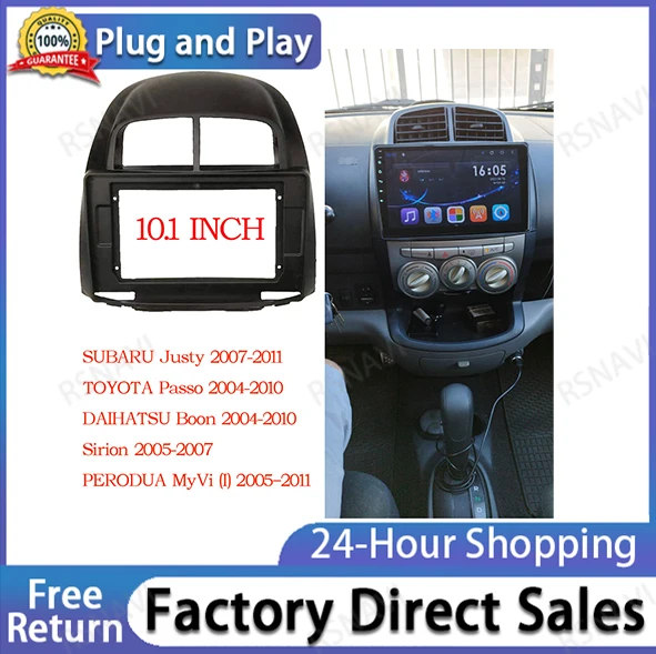 2 Din Radio Facia for Toyota Passo Daihatsu Boon Sirion Subaru Justy Perodua Myvi Dash Panel Frame Trim Installation Kit