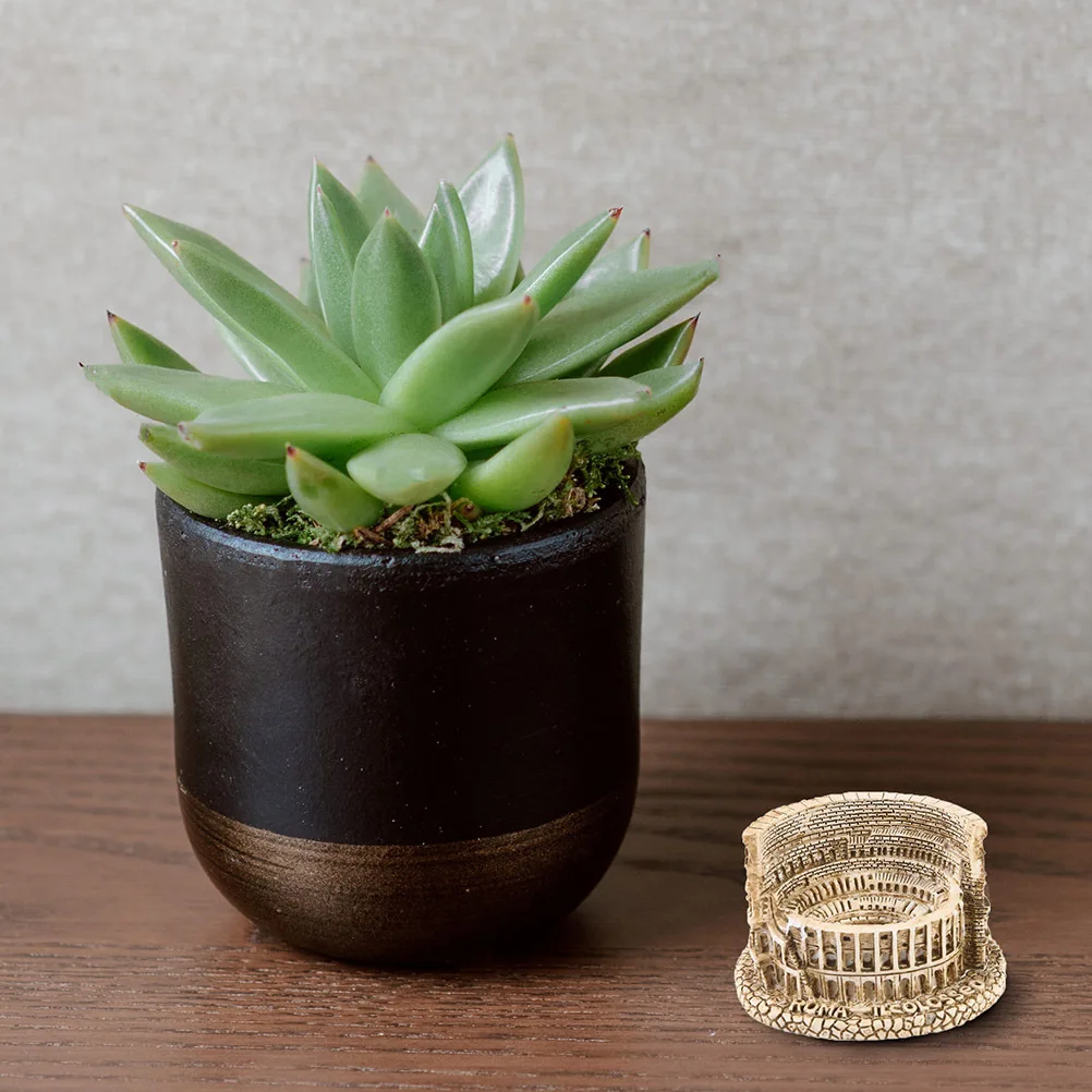 

2Pcs Resin Colosseum Crafts Miniature Compact Light Yellow Decorative Bonsai Ornaments Sand Table Decor Gardening Art Props