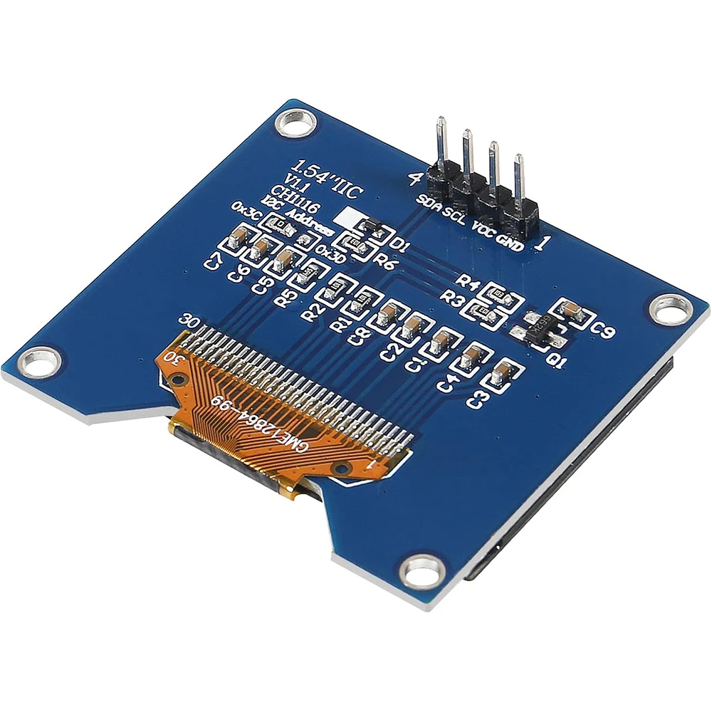 1.54 Inch OLED Module 12864 128x64 SSD1309 Driver IIC I2C Serial Interface Self-Luminous Display Board for Raspberry Pi