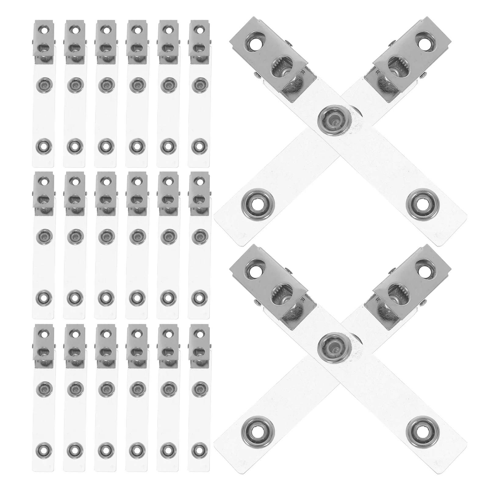 

50Pcs Transparent Strap Metal Badge Clips Double Hole Design for Id Card Holders Work Badge Clips Name Tags Office Supplies