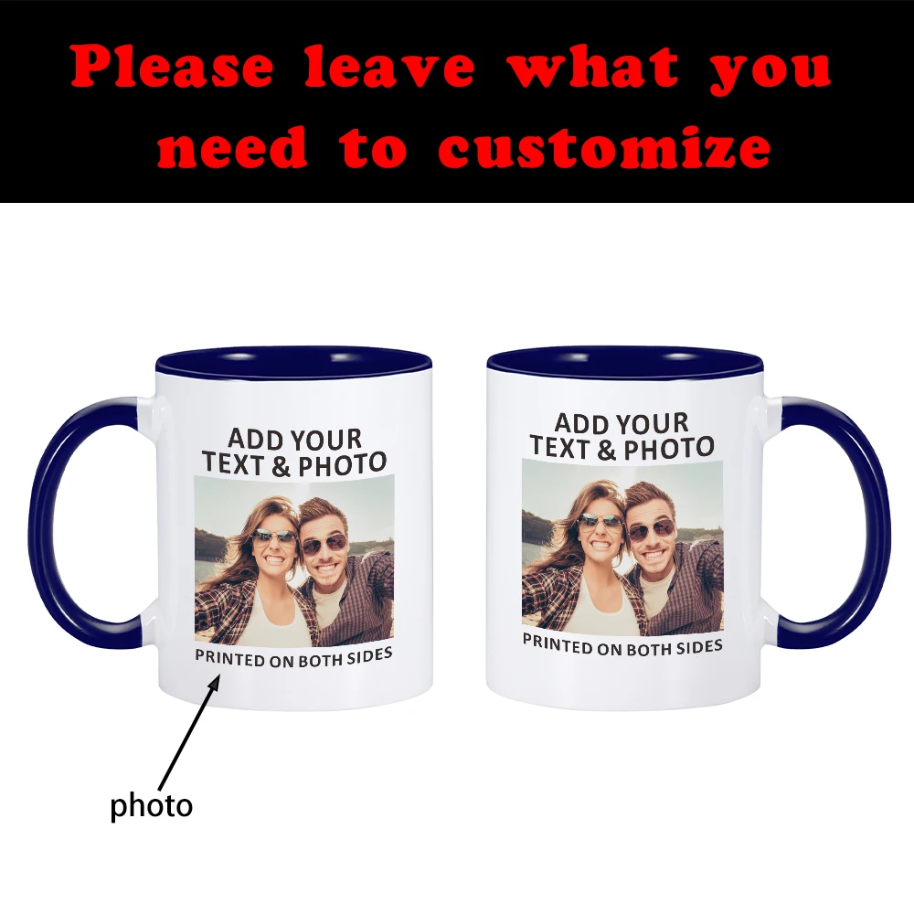 Custom Coffee Mug with Name Photo Ceramic Mug Personalized Logo Own Text Couple Memento Milk Cup Boyfriend Valentine\'s Day Gift