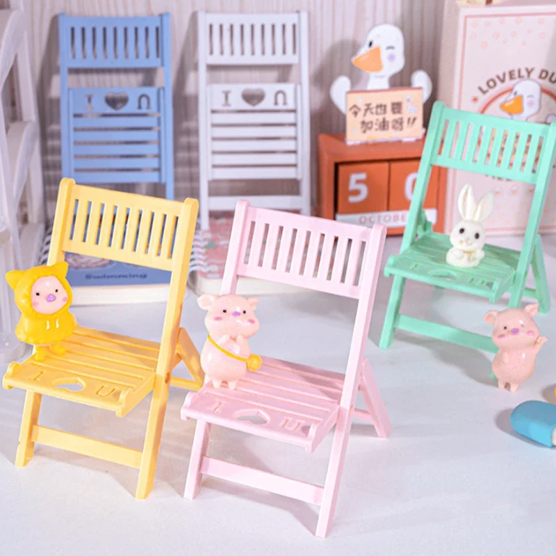 520 Foldable Macaron Phone Holder Lazy Desktop Tablet Holder Beach Chair Portable Phone Holder Cute Chair Stool Creative Cartoon