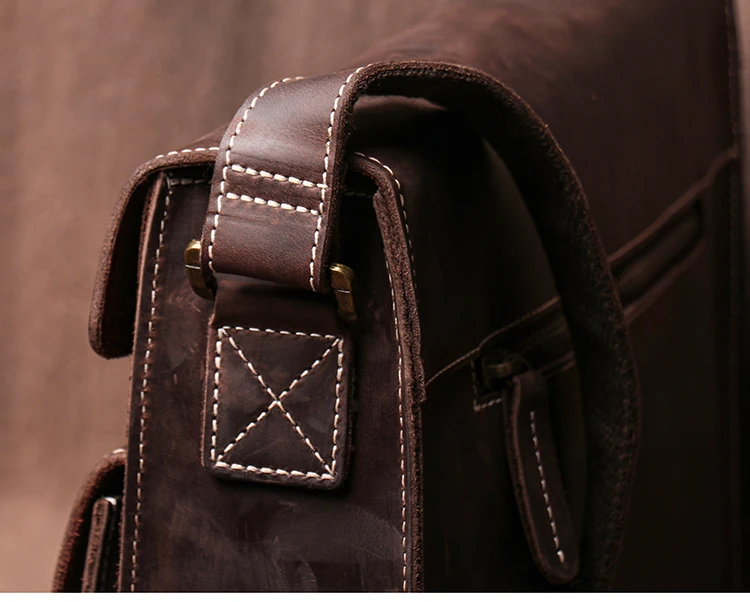 LUOKIR Echte Hohe Qualität Crazy Horse Rindsleder Schulter Umhängetasche Männer Leder Deluxe Sling Messenger Tasche Für 12,9 Zoll IPad – Detail 16