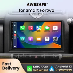 AWESAFE PX9 Car Radio Autoradio for Smart Fortwo 451 2005 - 2010 Wireless Carplay Screen Android Auto Stereo GPS Navi FM RDS BT
