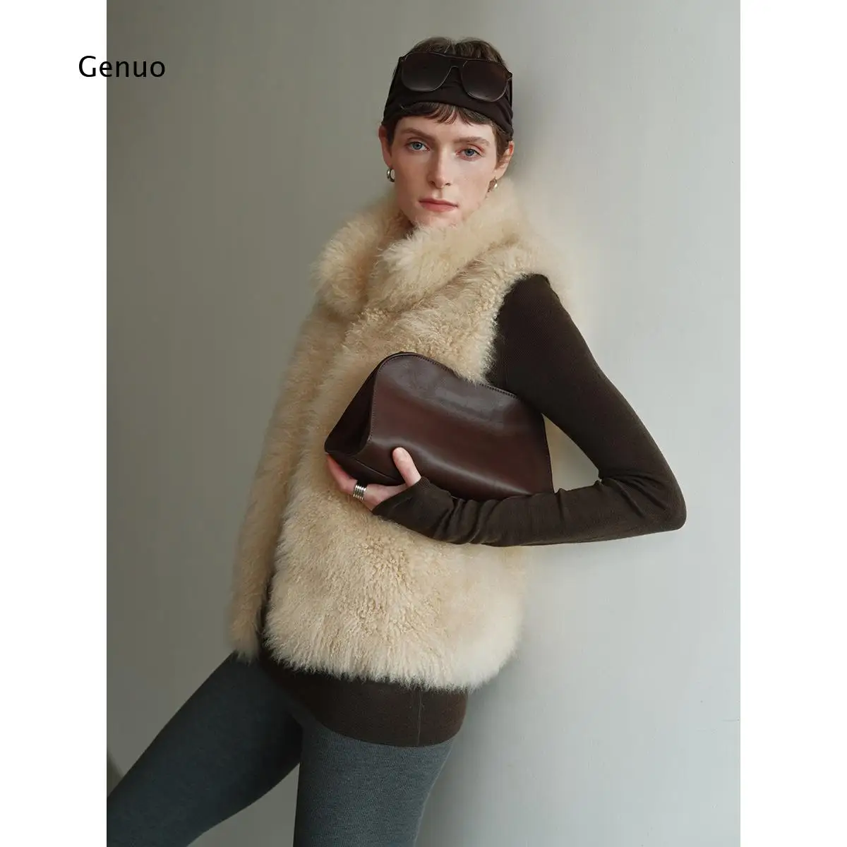 Women Faux Fox Fur Collar Vest Stand Collar Fluffy Gilet Warm Sleeveless Short Coat Autumn Winter Outerwear
