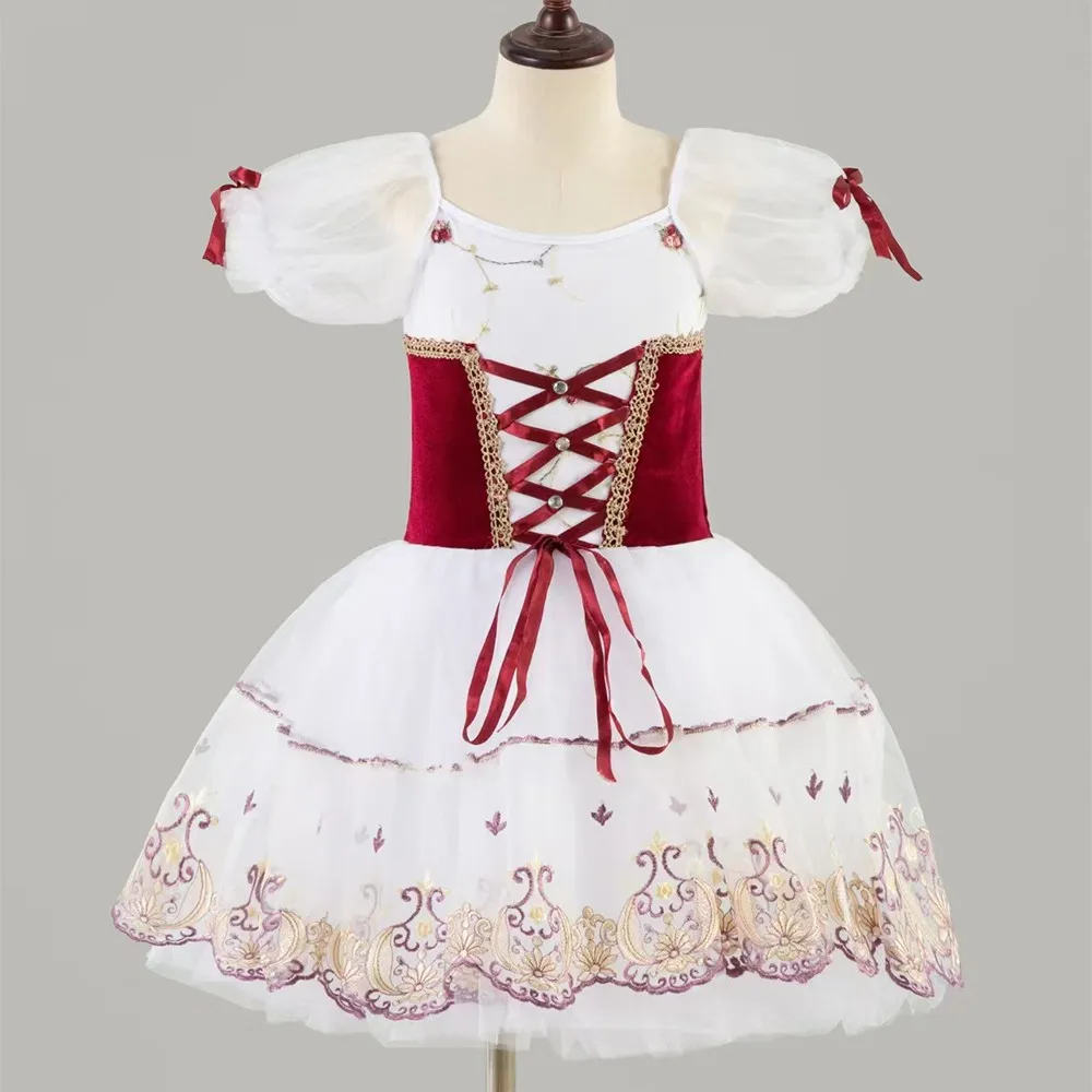 Rotes Ballerina-Kleid Mädchen erwachsene Frauen Kinder langes Ballett kleid modernes Tanz kostüm Schwanentanz Performance Tanz party kleid