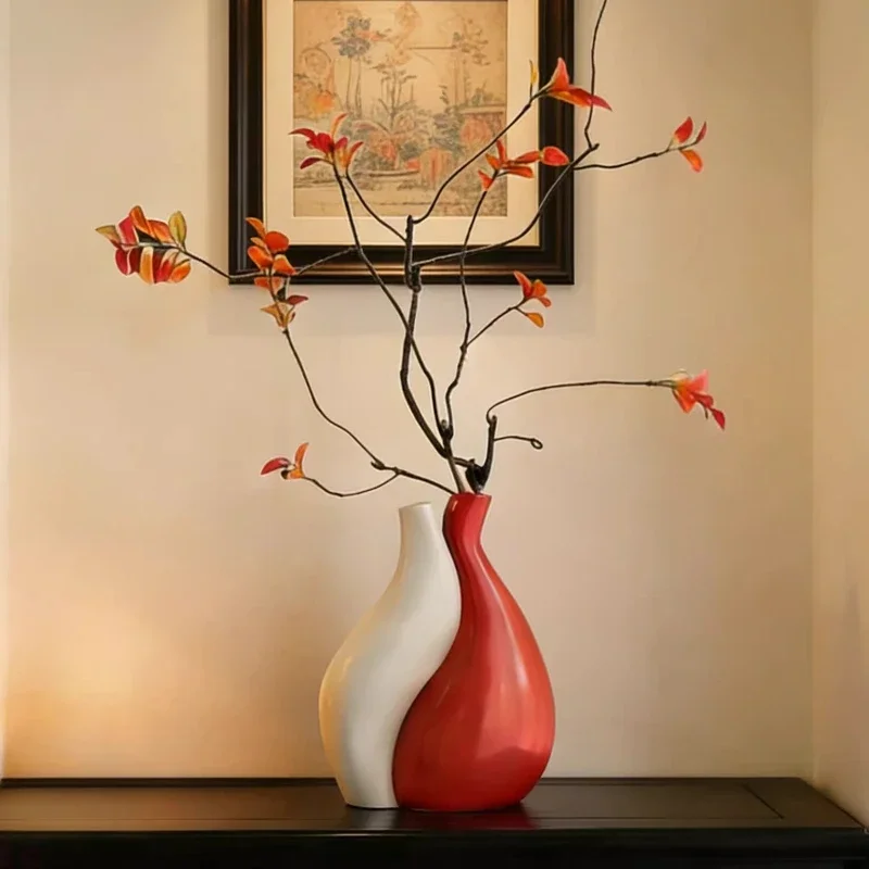 Creative Mixed-color Ceramic Vase Join Two Vases Together Flower Arrangement Accessories Ceramic Handicrafts Home Decoration