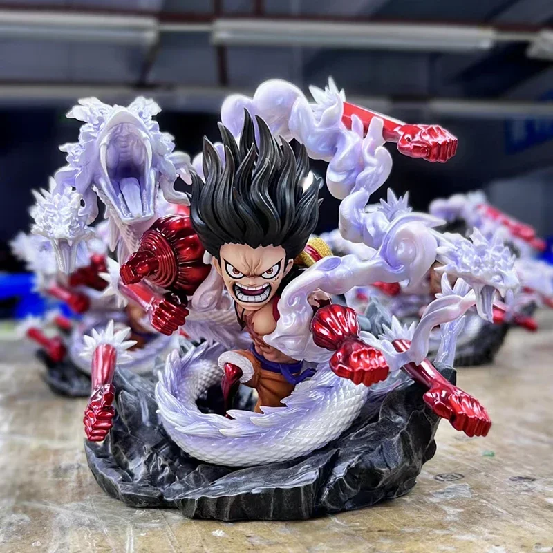 15cm Gear 4 Luffy Figure ONE PIECE Anime Figurine Rubber Snake Man Nine Heads Action Figures Pvc Model Statue Peripheral Toys