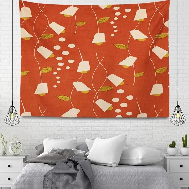 Morandi Line Flower Wall Decorative Tapestry Family Living Room Tapestry 240827BJ