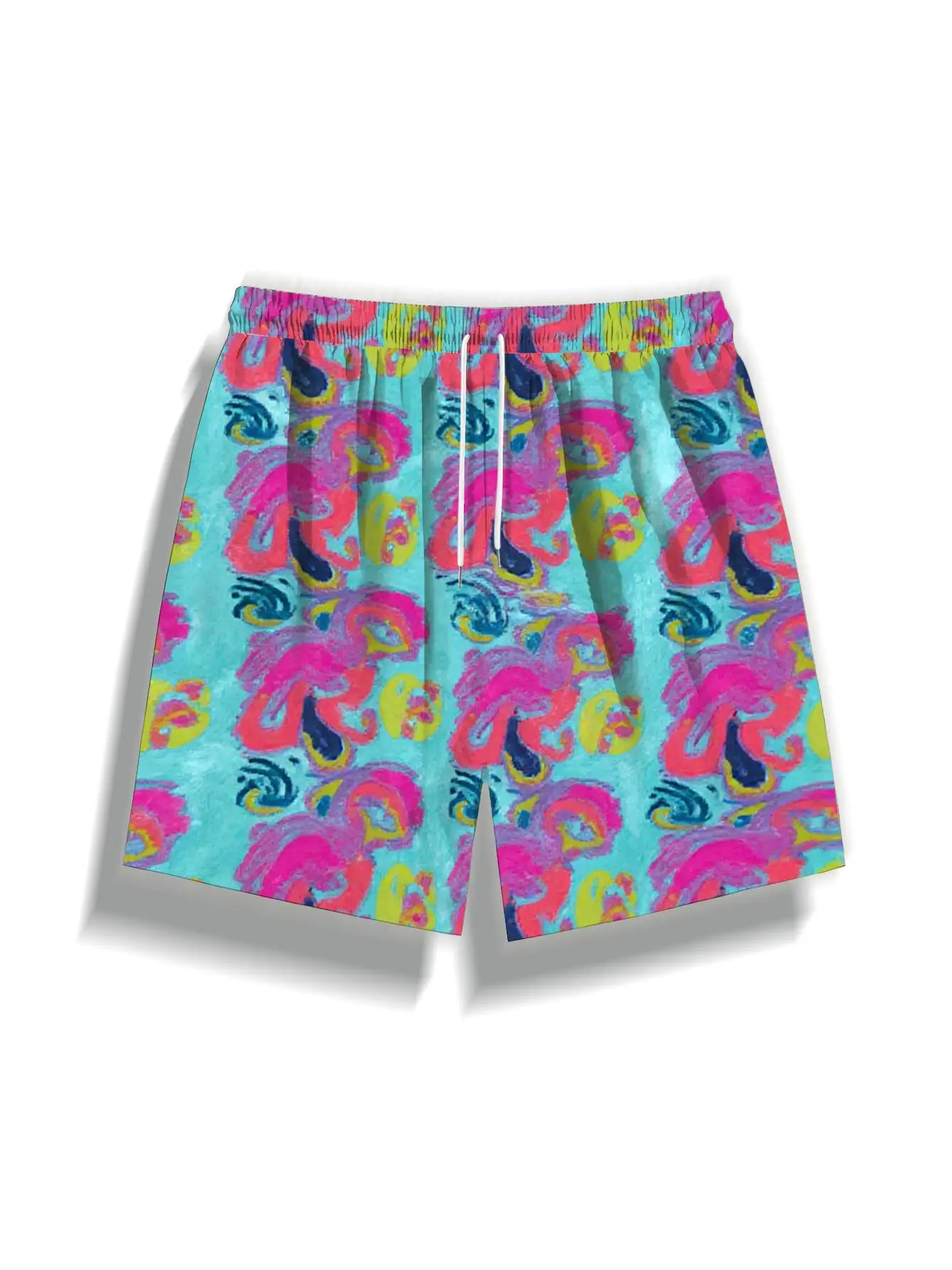 1pcs Men's Short swim trunks2026 Summer 3D Printed Short sleeve Polyester Quick drying Breathable Pants baggy pants running