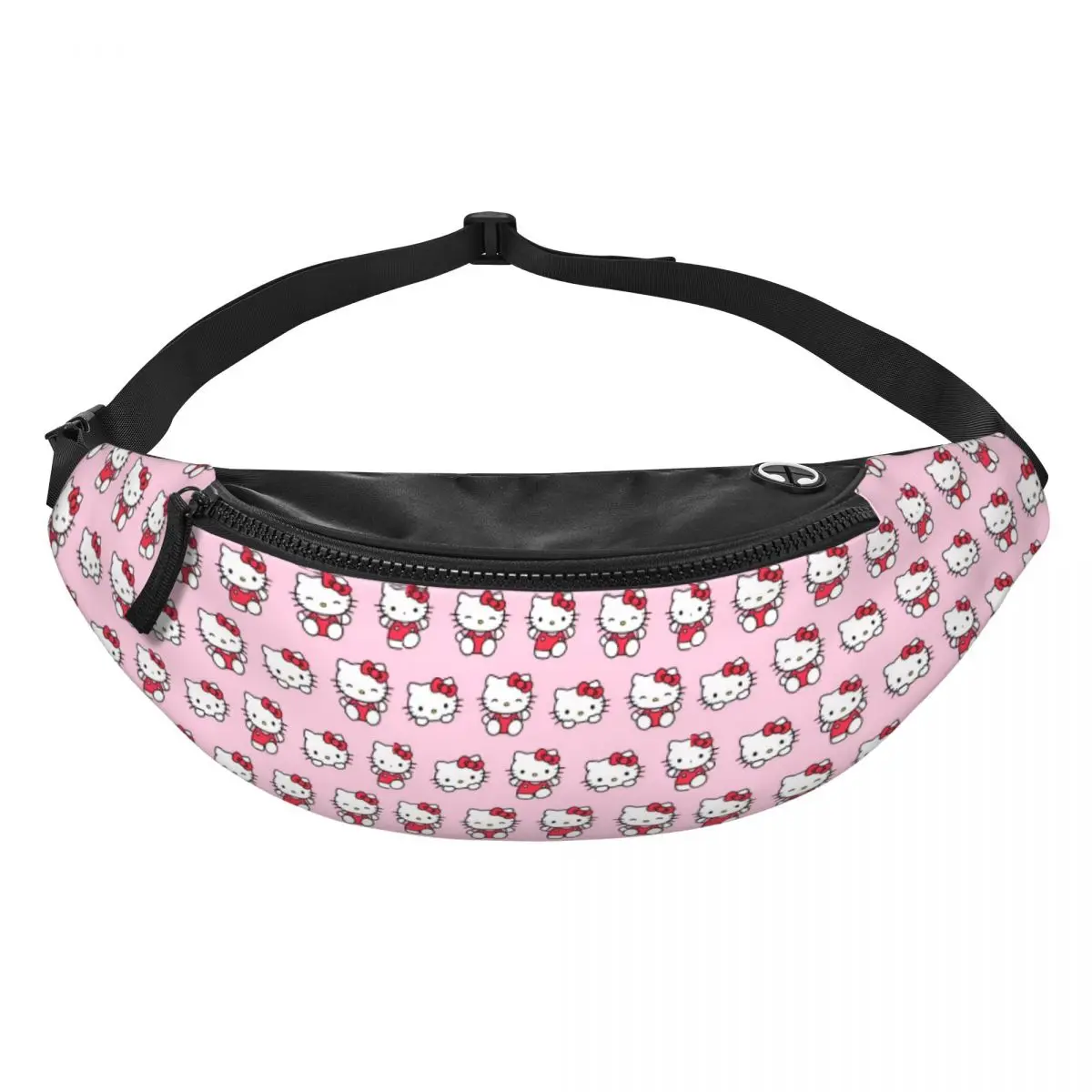 Custom Cool Hello Kitty Pattern Fanny Pack for Running Men Women Sanrio Crossbody Waist Bag Phone Money Pouch