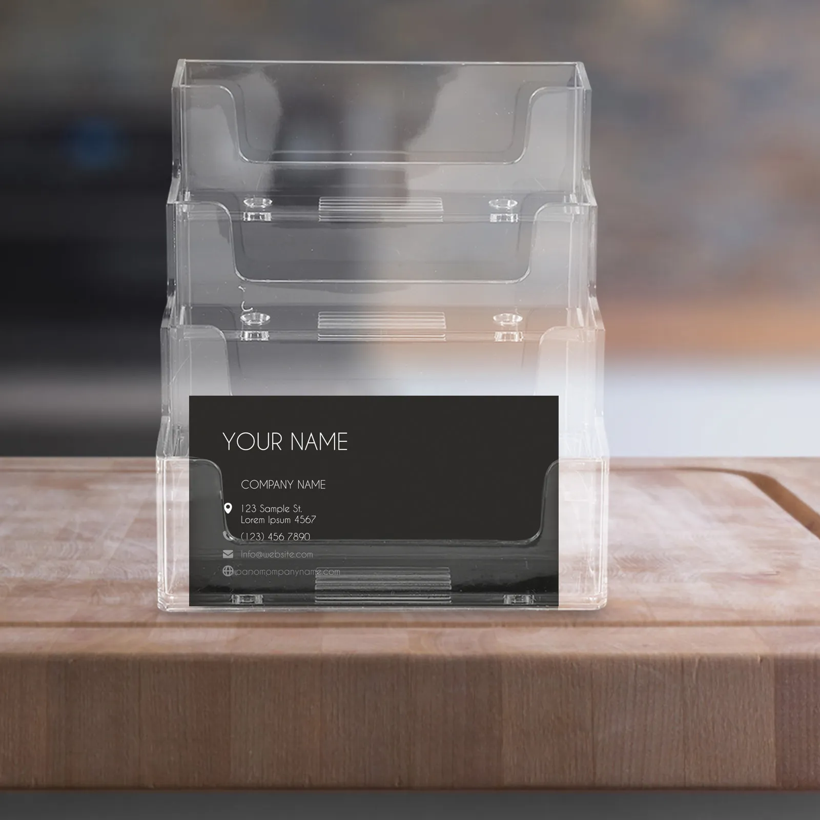 Transparent Business Card Holder Stable Thickened Base Simple Style Office Desk Cards Organizer Business Card Holder Organizer