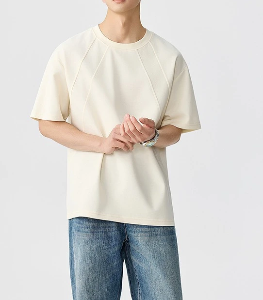 Men's Heavy Short-sleeved T-shirt Shoulder Sleeves 2026 Summer Loose and Versatile Casual Top