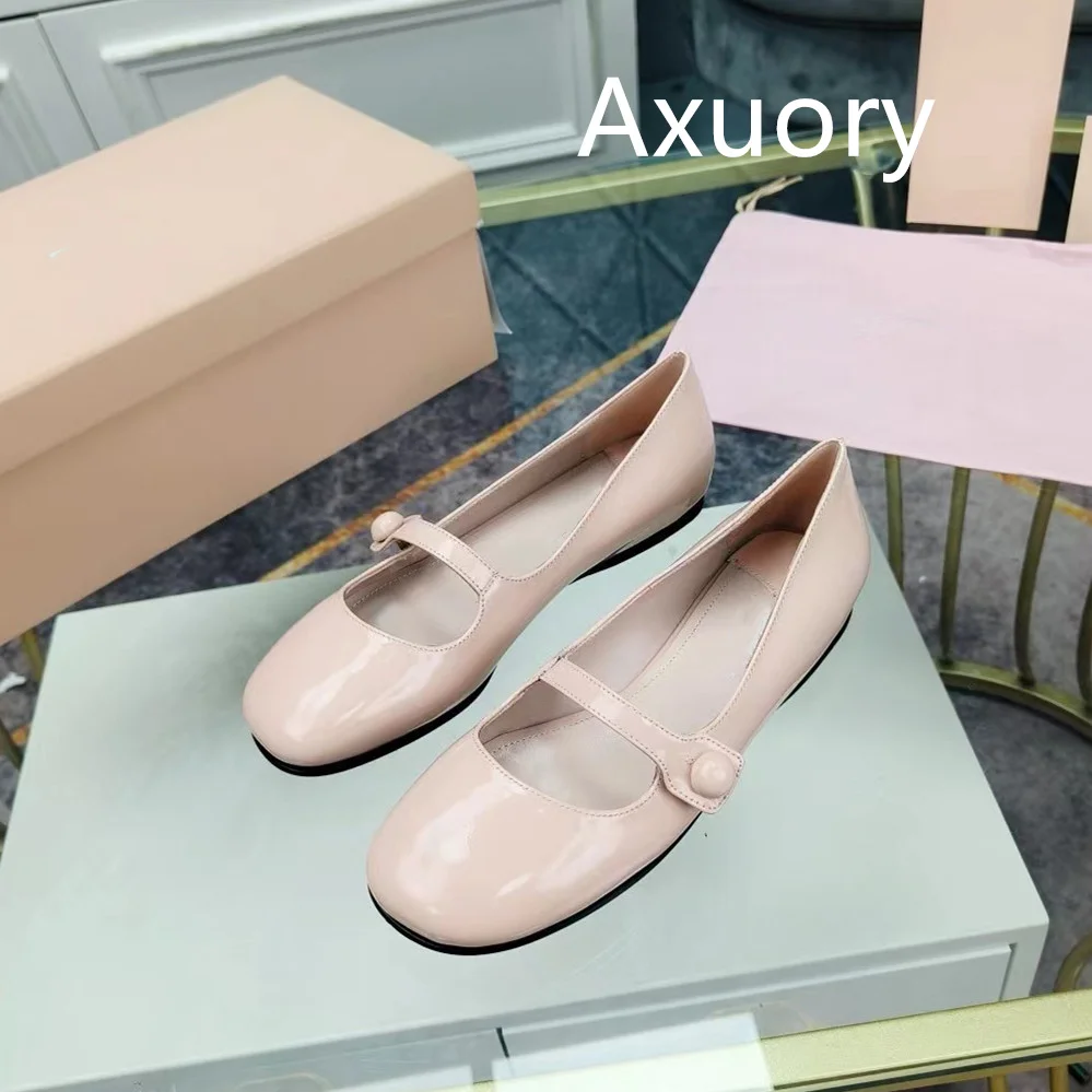 

Women's Round toe Mary Jane leather shoes Flat sole sole shoes Lacquer material High Quality Solid Color Retro Style