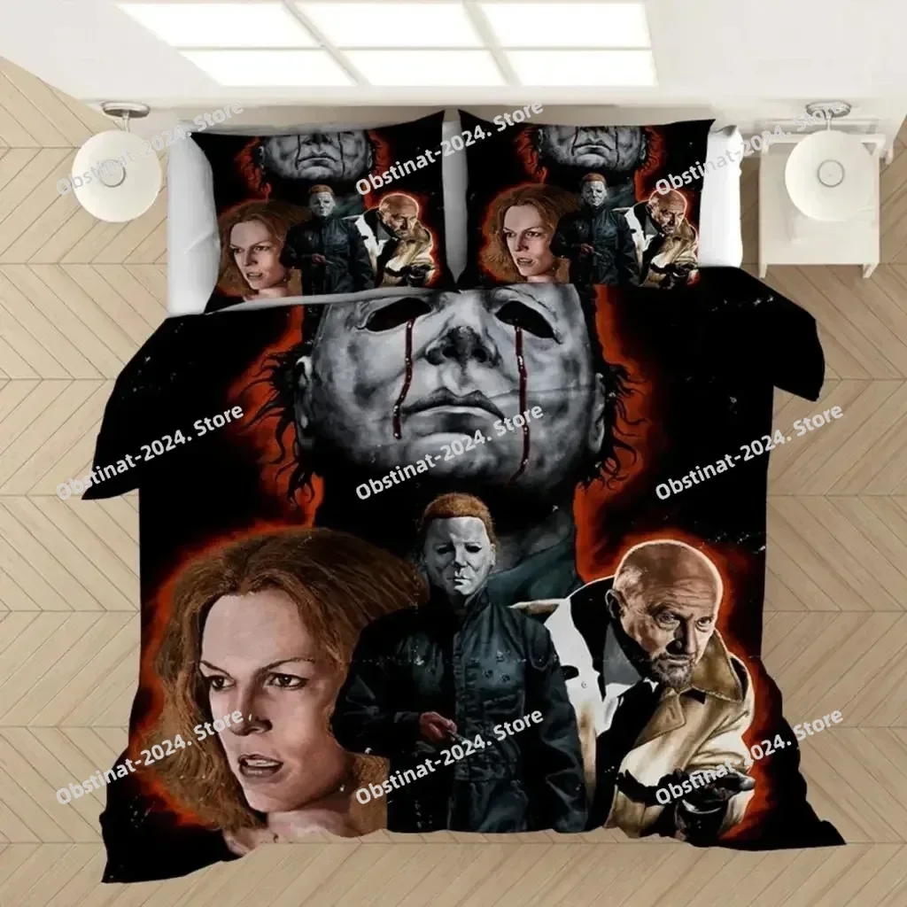 3D Print Horror Michael Myers Halloween Bedding Set Boys Girls Twin Queen Size Duvet Cover Pillowcase Bed Kids Adult
