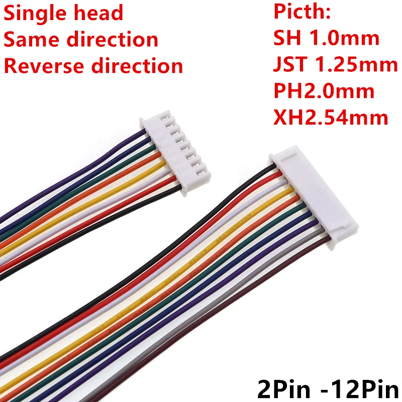 10PCS SH Series Wire Cable Connectors DIY JST 2-12Pin Terminal Plug 1.0mm 1.25mm 2.0mm 2.54mm Double Connect Electronic Line