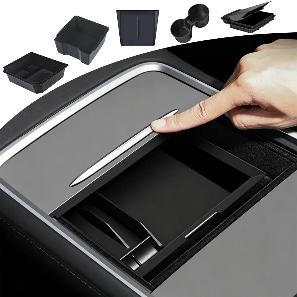For Tesla Model3 2017-2023 Model Y 2021-2024 Magnetic Car Center Console Armrest Storage Box Privacy Hidden Organizer Tray Cover