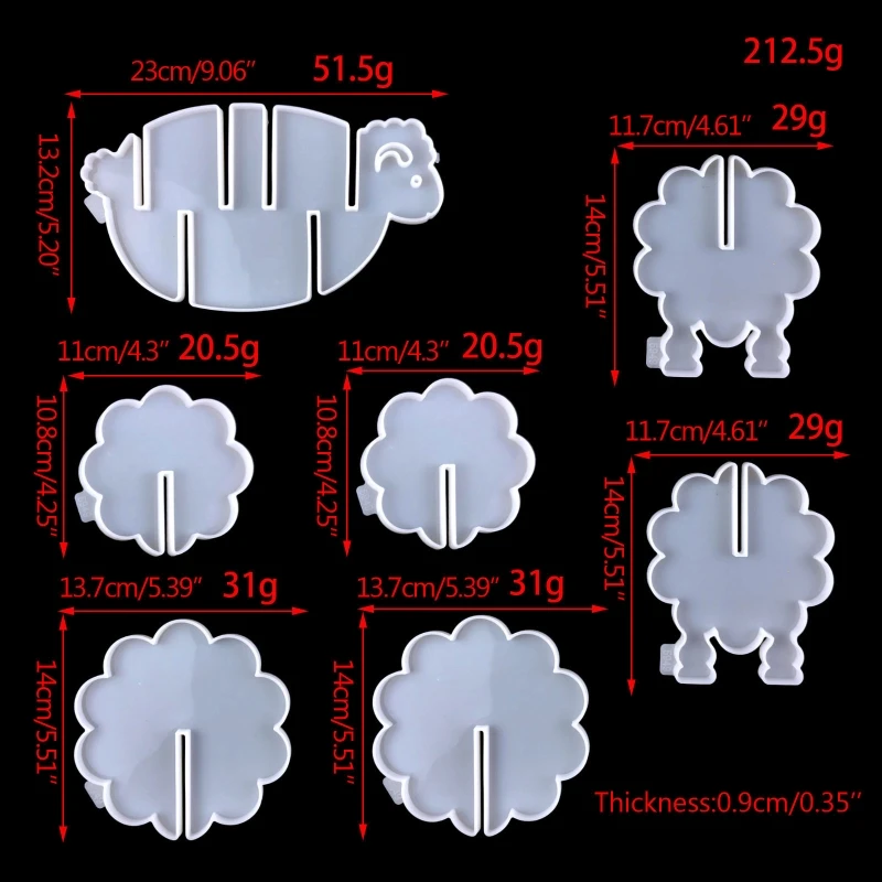 1 set sottobicchiere per animali pecore con portaoggetti, stampo in silicone per stampo epossidico in cristallo UV